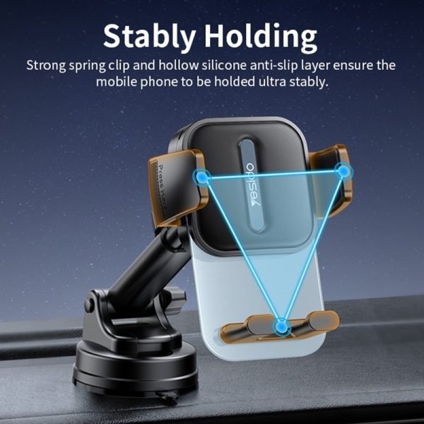 YESIDO C261 360° Rotating Car Phone Holder – Suction Cup Dashboard & Windshield Mount