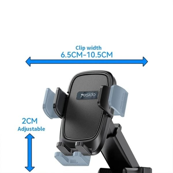 YESIDO Adjustable Telescopic Car Phone Holder – 360° Rotating Dashboard & Air Vent Mobile Mount - Image 2