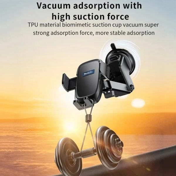 YESIDO Adjustable Telescopic Car Phone Holder – 360° Rotating Dashboard & Air Vent Mobile Mount - Image 3