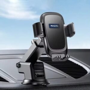 YESIDO Adjustable Telescopic Car Phone Holder – 360° Rotating Dashboard & Air Vent Mobile Mount