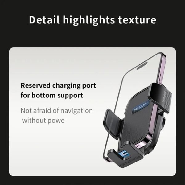 YESIDO Adjustable Telescopic Car Phone Holder – 360° Rotating Dashboard & Air Vent Mobile Mount - Image 6