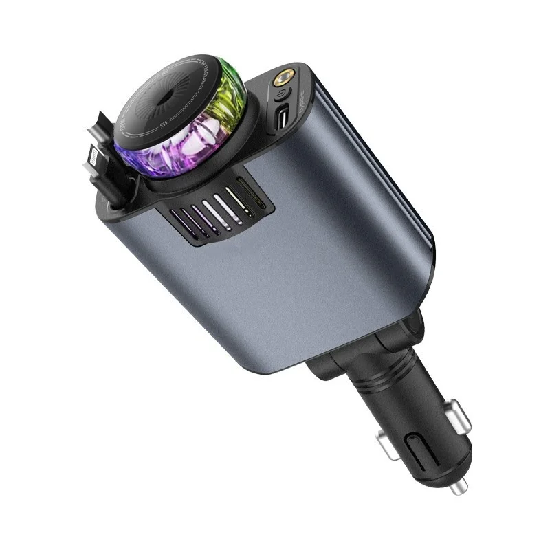 45W 5 in 1 Aroma Starlight Car Charger with Retractable Cable& Air Freshner USB/Type C PD3.0 Car Phone Faster Charger - Image 7