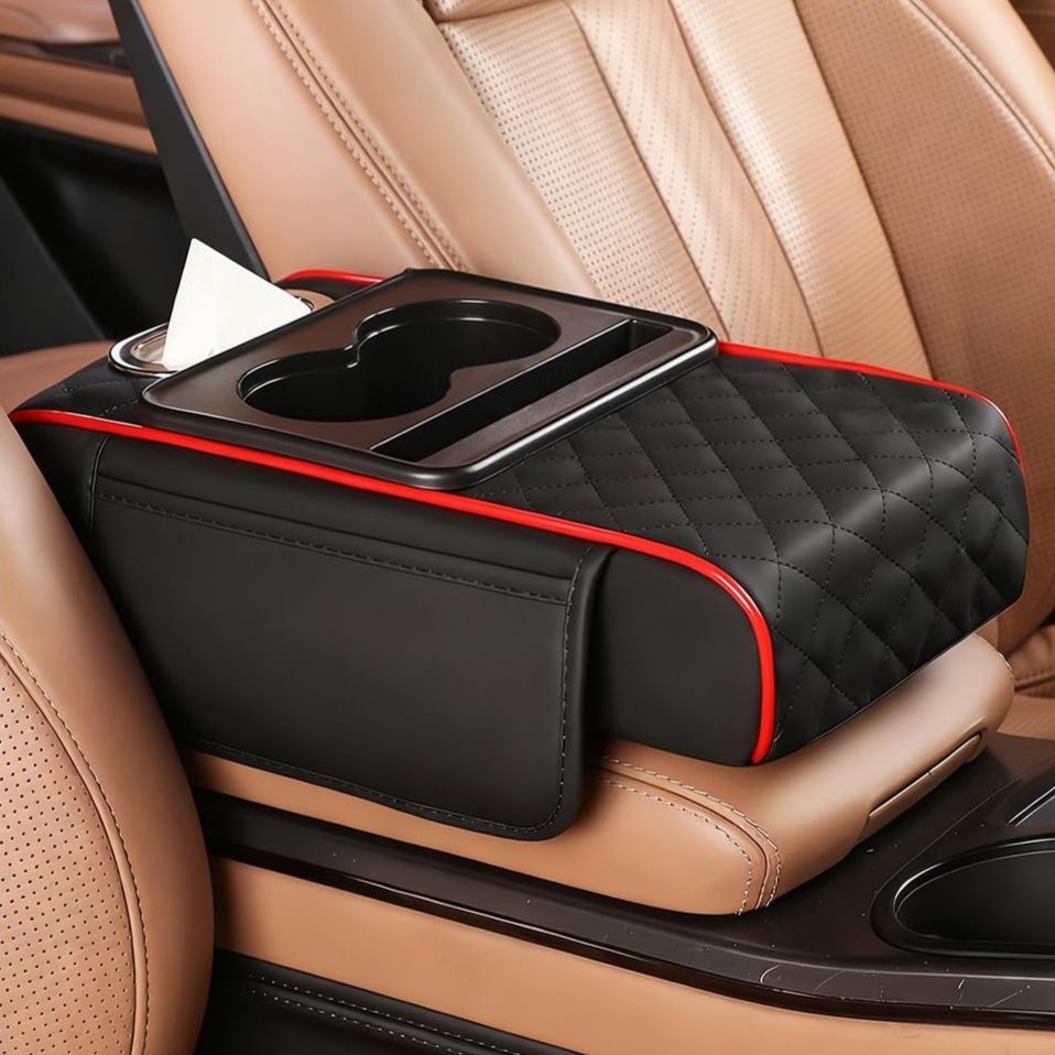 Universal Car Seat Armrest Cushion with Storage Box & Cup Holder – Premium Center Console Arm Support | ইউনিভার্সাল কার সিট আর্মরেস্ট কুশন স্টোরেজ বক্স ও কাপ হোল্ডারসহ – প্রিমিয়াম সেন্টার কনসোল সাপোর্ট - Image 2
