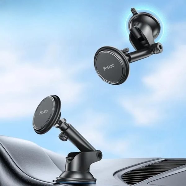 YESIDO Magnetic Vacuum Suction Car Phone Holder – 360° Rotating Dashboard & Windshield Mount - Image 5