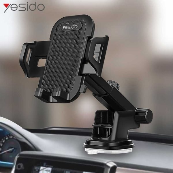 YESIDO Premium Shockproof Car Phone Holder – Adjustable Dashboard & Windshield Mobile Mount