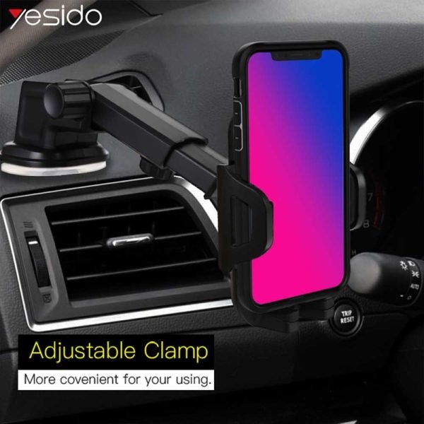 YESIDO Premium Shockproof Car Phone Holder – Adjustable Dashboard & Windshield Mobile Mount - Image 4