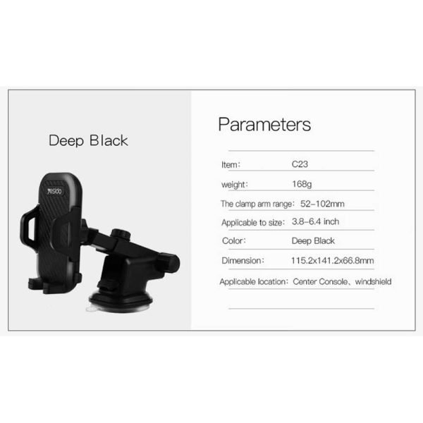 YESIDO Premium Shockproof Car Phone Holder – Adjustable Dashboard & Windshield Mobile Mount - Image 6