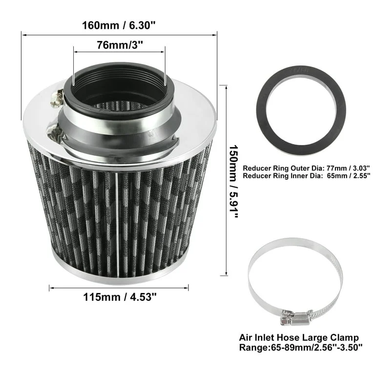 High Flow Cold Air Intake Filter – Performance Air Filter (Universal Fit) - Image 5