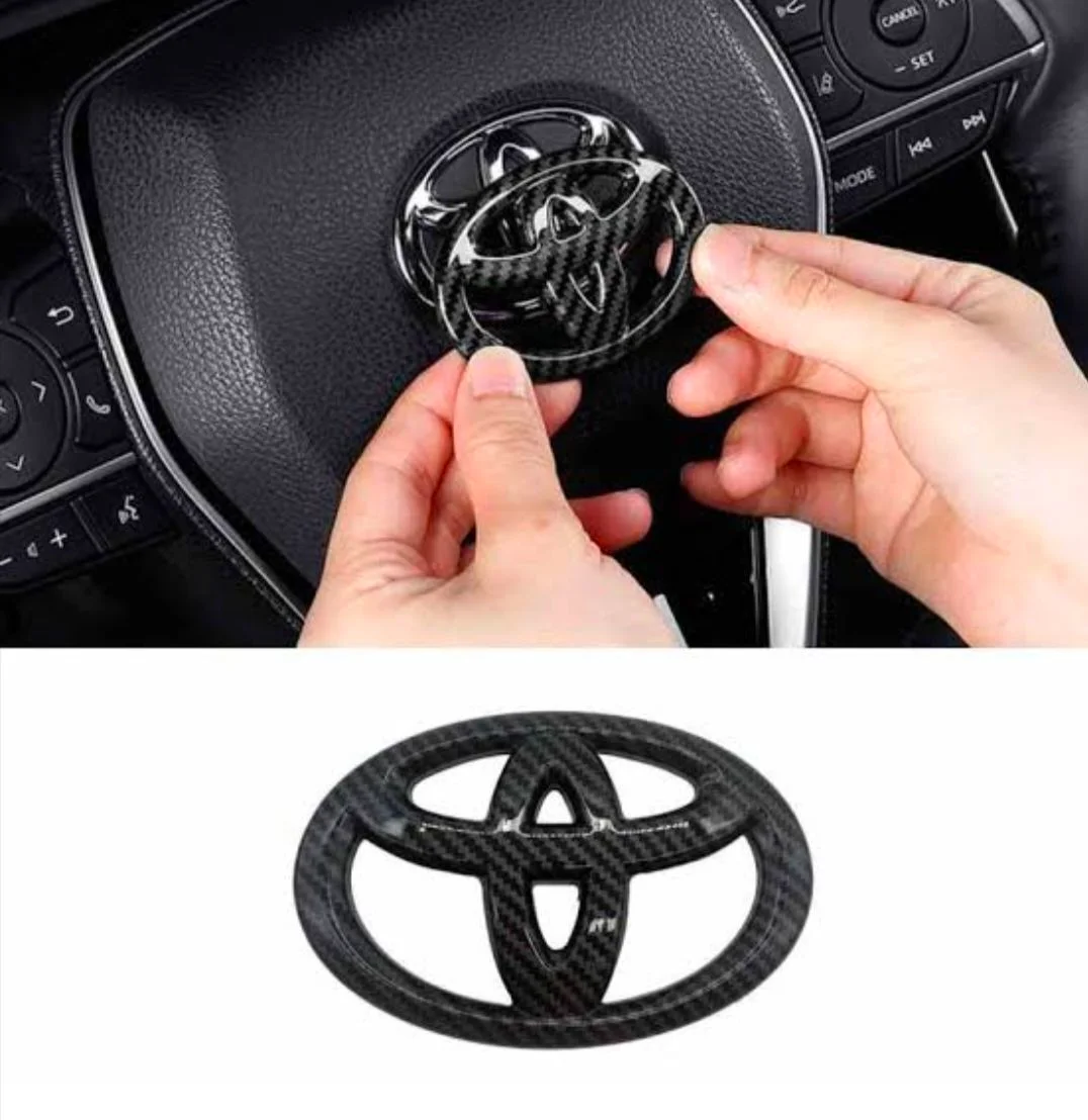 Carbon Fiber Steering Wheel Emblem logo for Toyota (6x4.5cm)