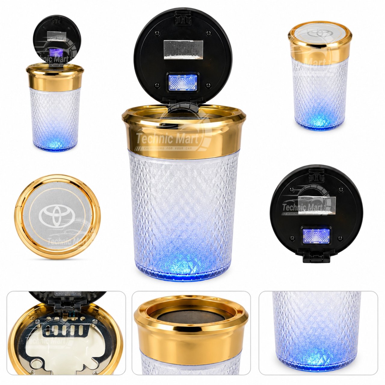 Luxury Toyota logo Ashtray LED light and cover creative car interior automotive supplies