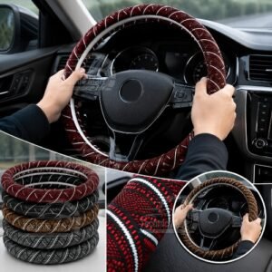 Premium Universal Braided Steering Wheel Cover | Anti-Slip Soft Grip | Comfortable Driving | Fits Most Cars
