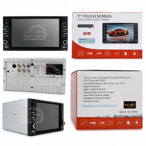 7 Inch Double DIN Touch Screen Car MP5 Player with Bluetooth, USB, SD, FM & Rear Camera Support