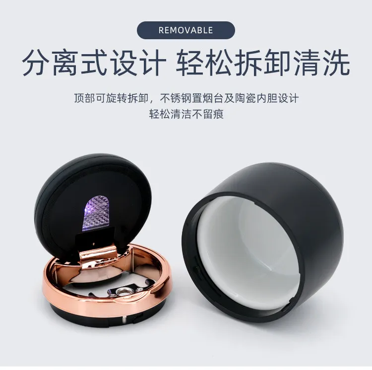 Car flash N18 ashtray small mini with light and cover creative car interior automotive supplies - Image 3
