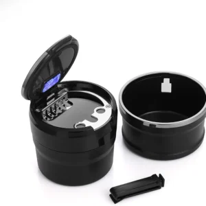 Car Cigarette Ashtray, Car Drink Holder Ashtray with Blue LED Light, Car Windproof Ashtray, Multifunctional Car Ashtray for Vehicles, Home Offices