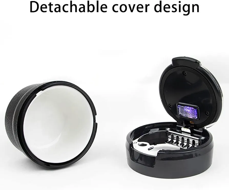 Car Cigarette Ashtray, Car Drink Holder Ashtray with Blue LED Light, Car Windproof Ashtray, Multifunctional Car Ashtray for Vehicles, Home Offices - Image 8