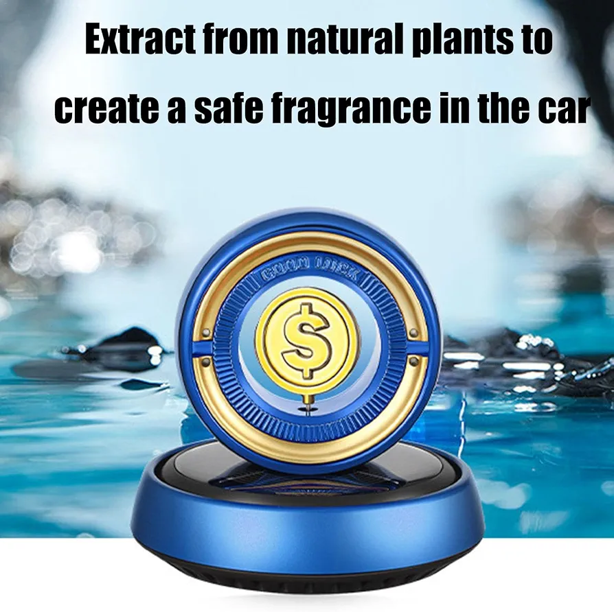 Solar Car Air Freshener | Rotating Coin Car Diffuser Air Freshener with Solar Rotation,Car Odor Eliminator and Odor Fighter, Car Fragrance, Car Accessories Interior Decorations