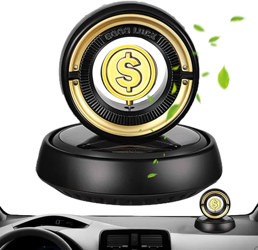 Solar Car Air Freshener | Rotating Coin Car Diffuser Air Freshener with Solar Rotation,Car Odor Eliminator and Odor Fighter, Car Fragrance, Car Accessories Interior Decorations - Image 3