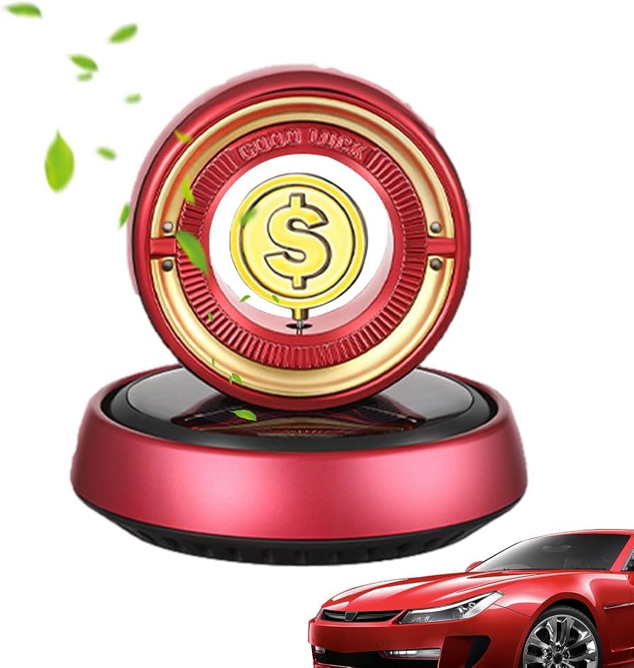 Solar Car Air Freshener | Rotating Coin Car Diffuser Air Freshener with Solar Rotation,Car Odor Eliminator and Odor Fighter, Car Fragrance, Car Accessories Interior Decorations - Image 4