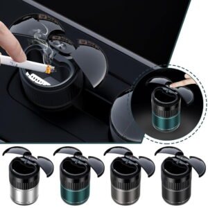 Car Smart Ashtray Built-in Led Light With Lid Opening Ashtray USB Rechargeable Ashtray Smokeless With Cover Lid, Led Mirror Car ashes tray Led Cup ashtray smart ash Can Car, ashes automotive a