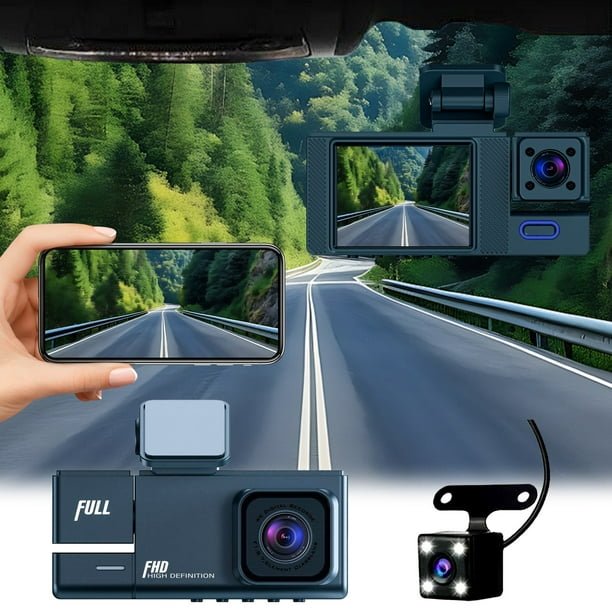 3 Lens Car Dash Cam with 1080P HD Front, Interior, and Rear Camera, 170° Wide Angle, Loop Recording, Easy Installation for Vehicle Security - Image 9