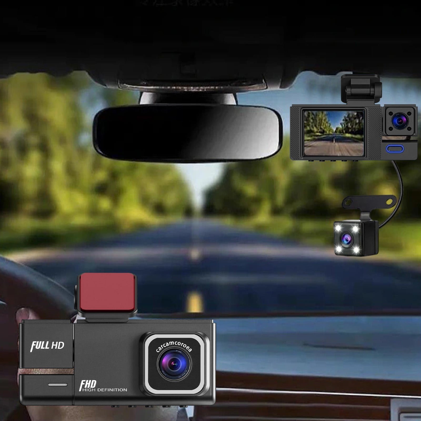 3 Lens Car Dash Cam with 1080P HD Front, Interior, and Rear Camera, 170° Wide Angle, Loop Recording, Easy Installation for Vehicle Security - Image 8