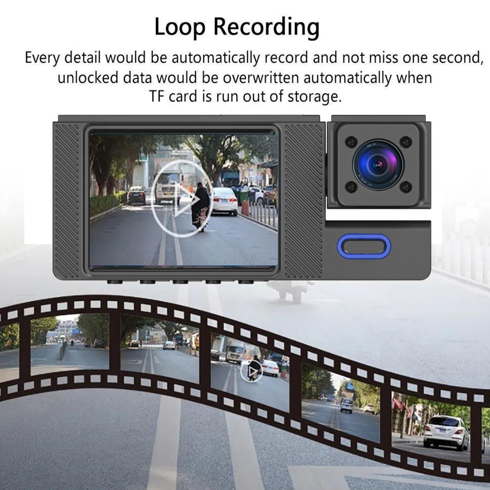 3 Lens Car Dash Cam with 1080P HD Front, Interior, and Rear Camera, 170° Wide Angle, Loop Recording, Easy Installation for Vehicle Security - Image 7