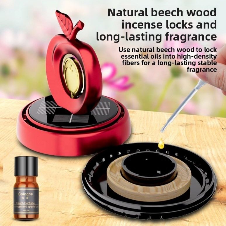 Car Solar Gold Coin Rotating Apple Aromatherapy Liquid Perfume Air Fresh Decoration Advanced Fragrance Interiors Accessory - Image 5
