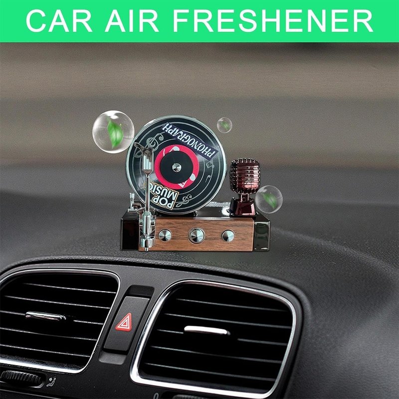 Phonograph Car Aroma Diffuser – Solar-Powered Retro Style Car Perfume - Image 2