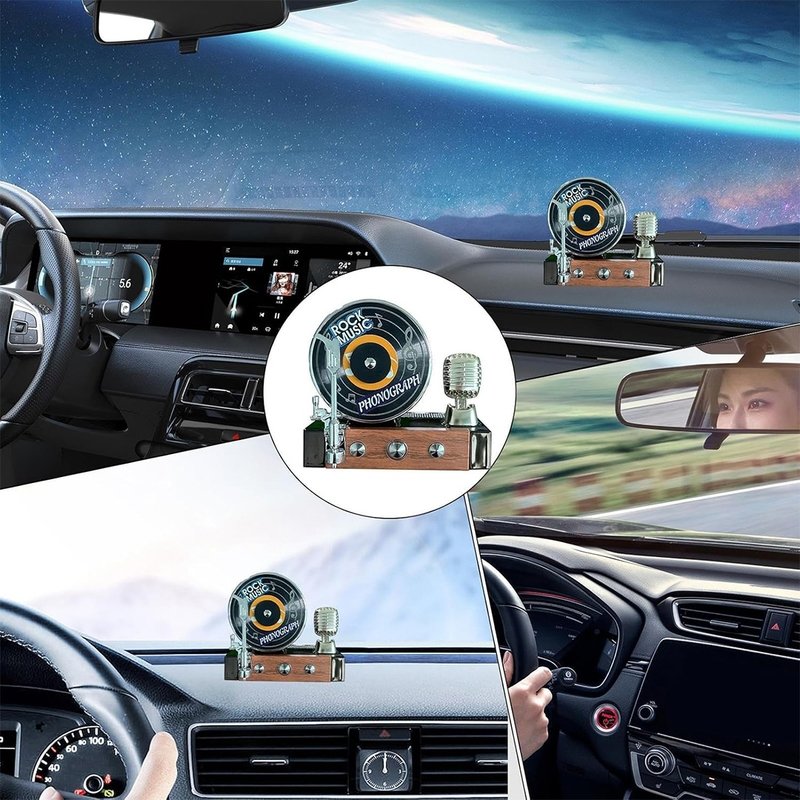 Phonograph Car Aroma Diffuser – Solar-Powered Retro Style Car Perfume - Image 3