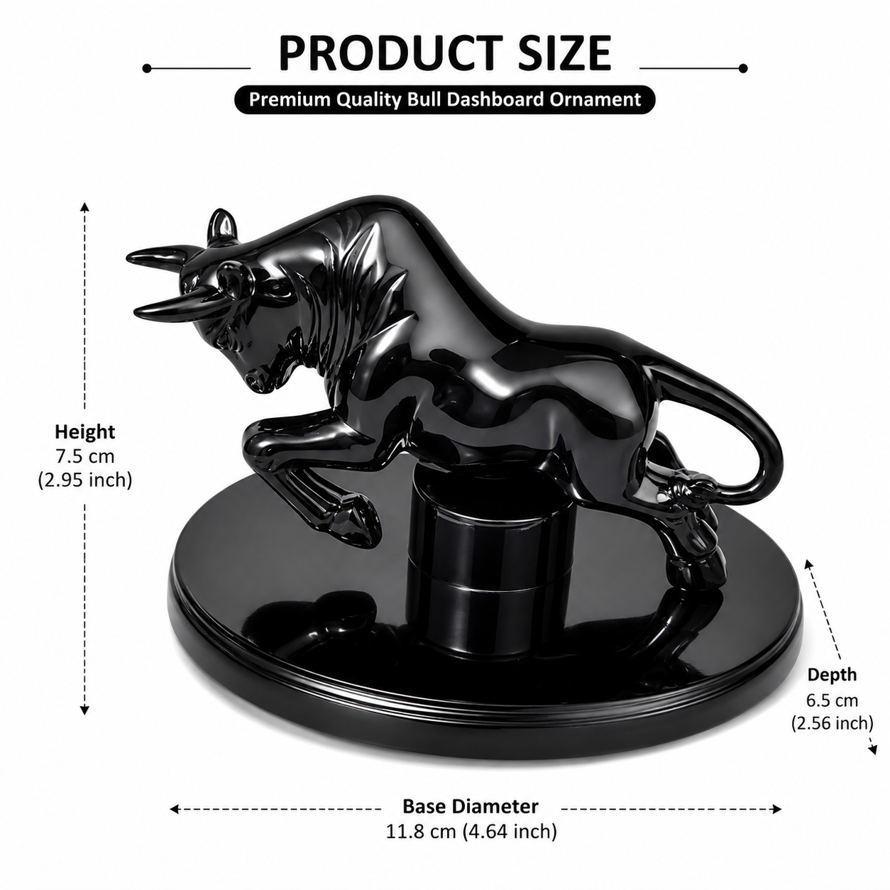 Premium Black Bull Car Dashboard Ornament – Luxury Interior Decoration - Image 2