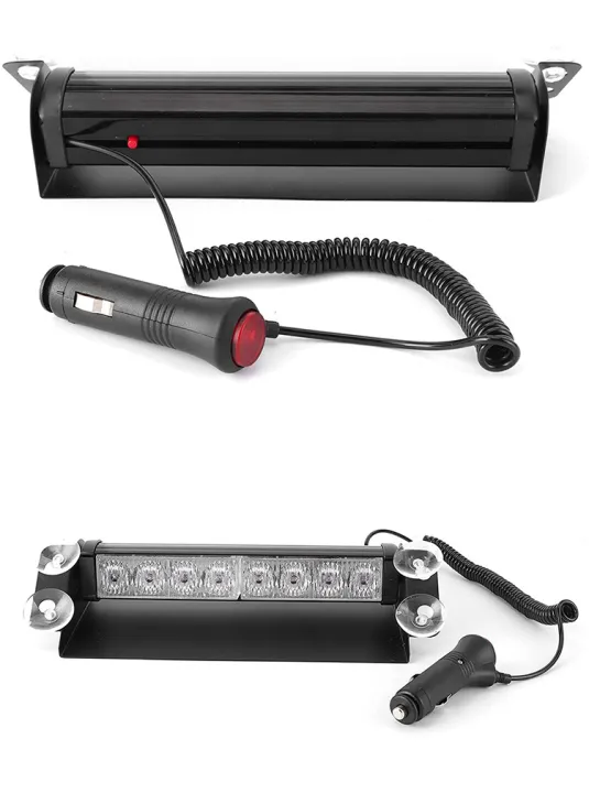 8 Led Emergency Strobe Light Bar Car Windshield Flashing Warning Lights 12V Flasher Drl Red Blue Amber 3 Flashing Modes - Image 3