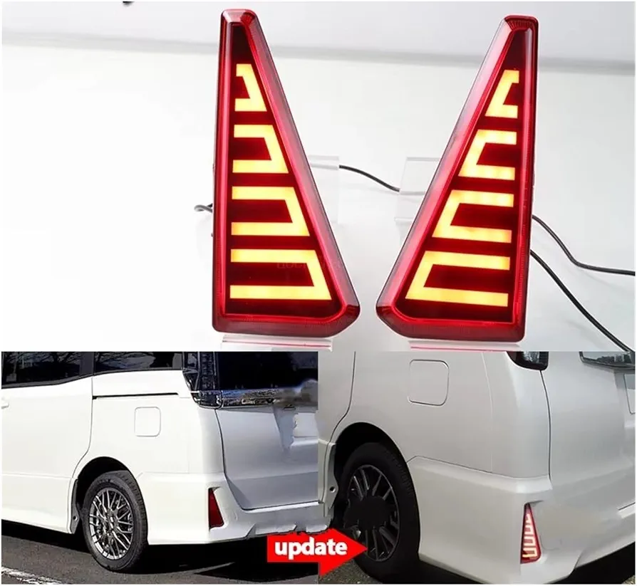 2PCS Car flashing LED Reflector Lamp Rear Fog Lamp Bumper Light Brake Warning Light For Toyota NOAH VOXY 80 Series - Image 4