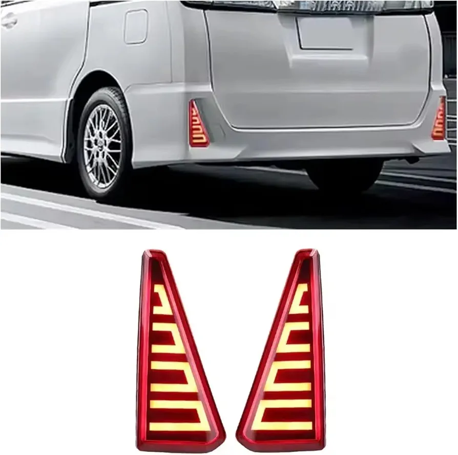 2PCS Car flashing LED Reflector Lamp Rear Fog Lamp Bumper Light Brake Warning Light For Toyota NOAH VOXY 80 Series