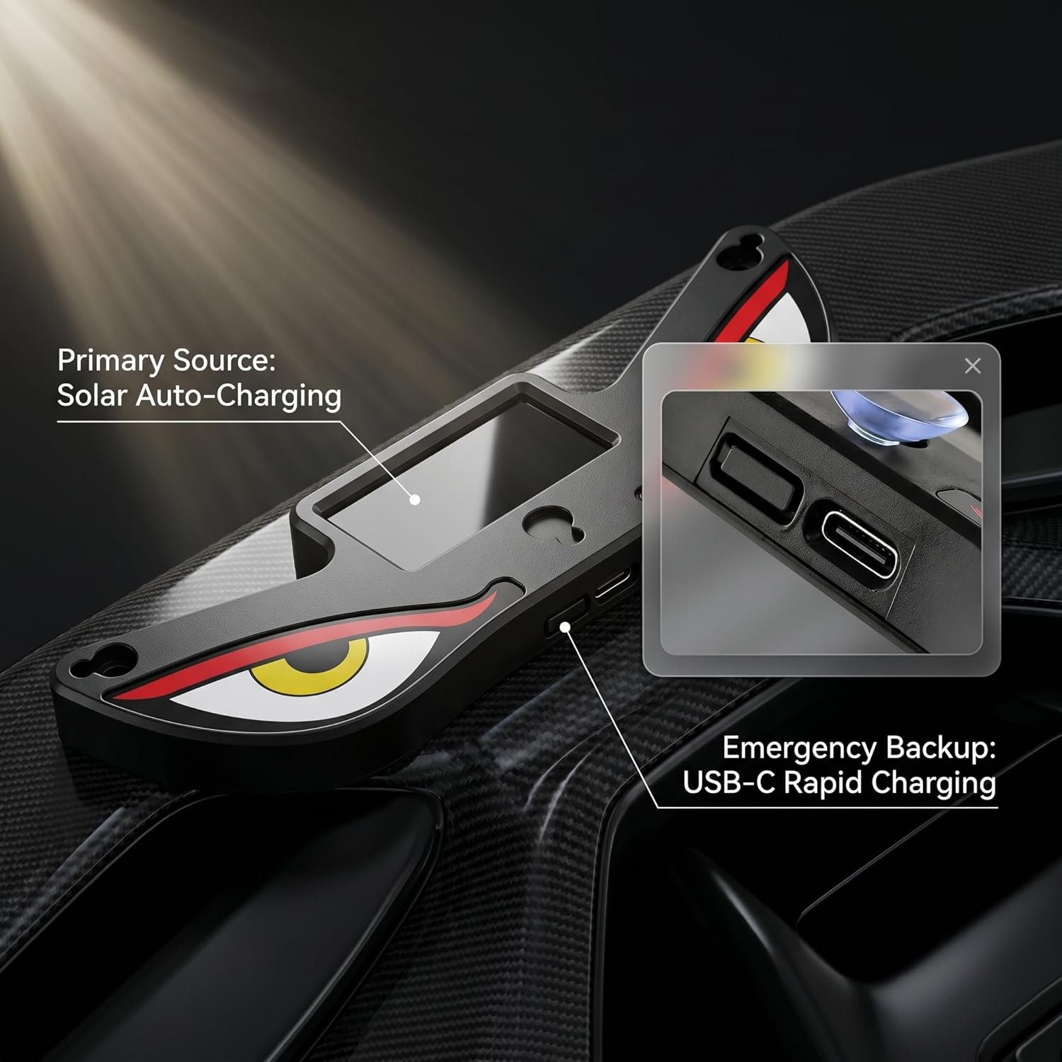 Solar Devil Eyes Car LED Light Wireless No Drill Demon Eye Warning Lights for Car Windshield & Rear Window Animated LED Eyes for Cars, SUVs, Trucks, Vans - Image 4