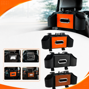 Car Seat Back Tissue Box with Storage Holder | Multi-Function Car Organizer |