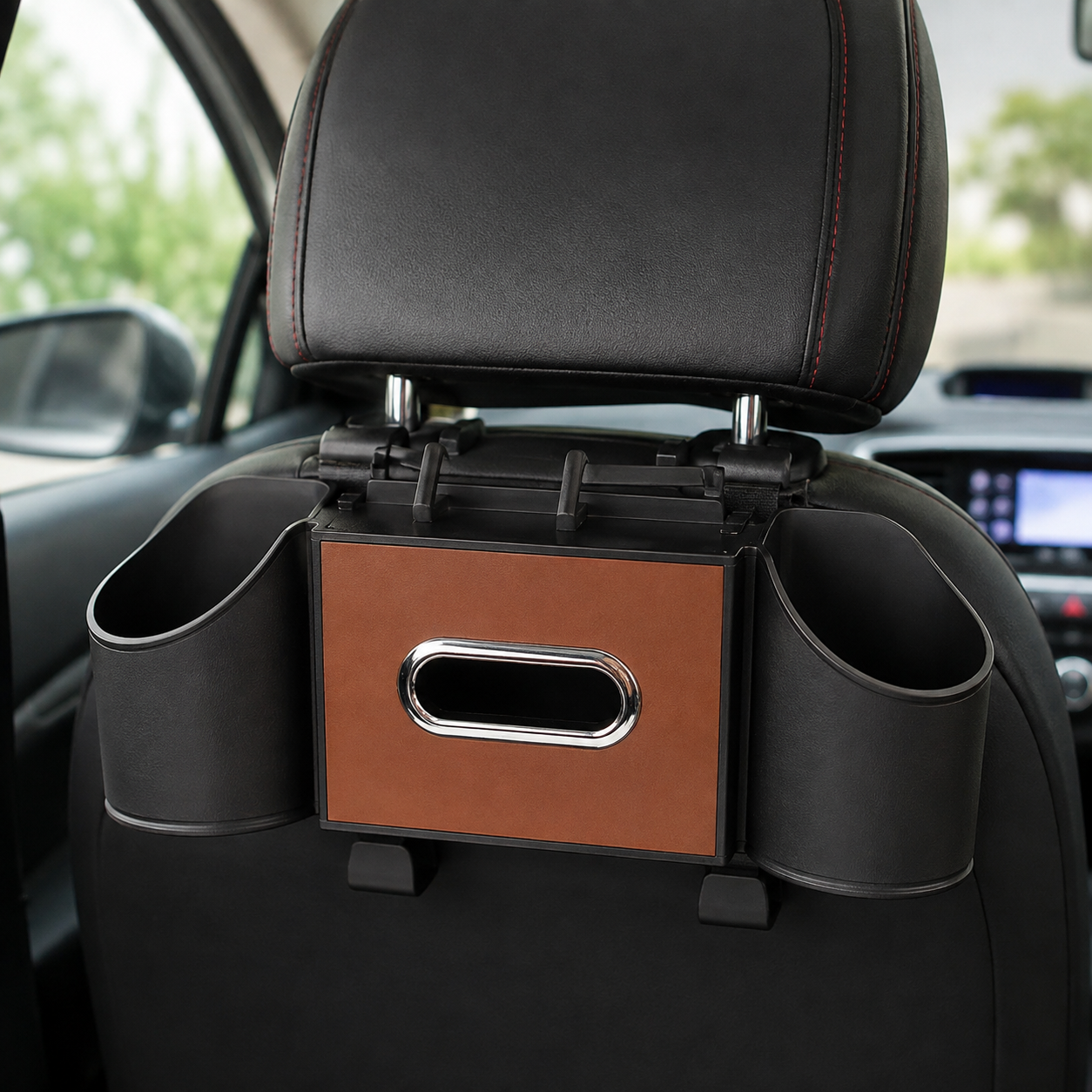 Car Seat Back Tissue Box with Storage Holder | Multi-Function Car Organizer | - Image 3