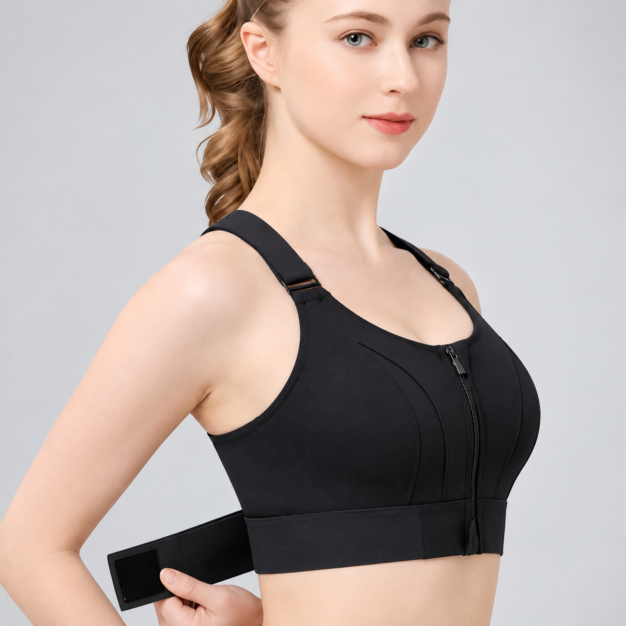Women’s Front Zipper Sports Bra – High Support Wireless Fitness Bra - Image 5