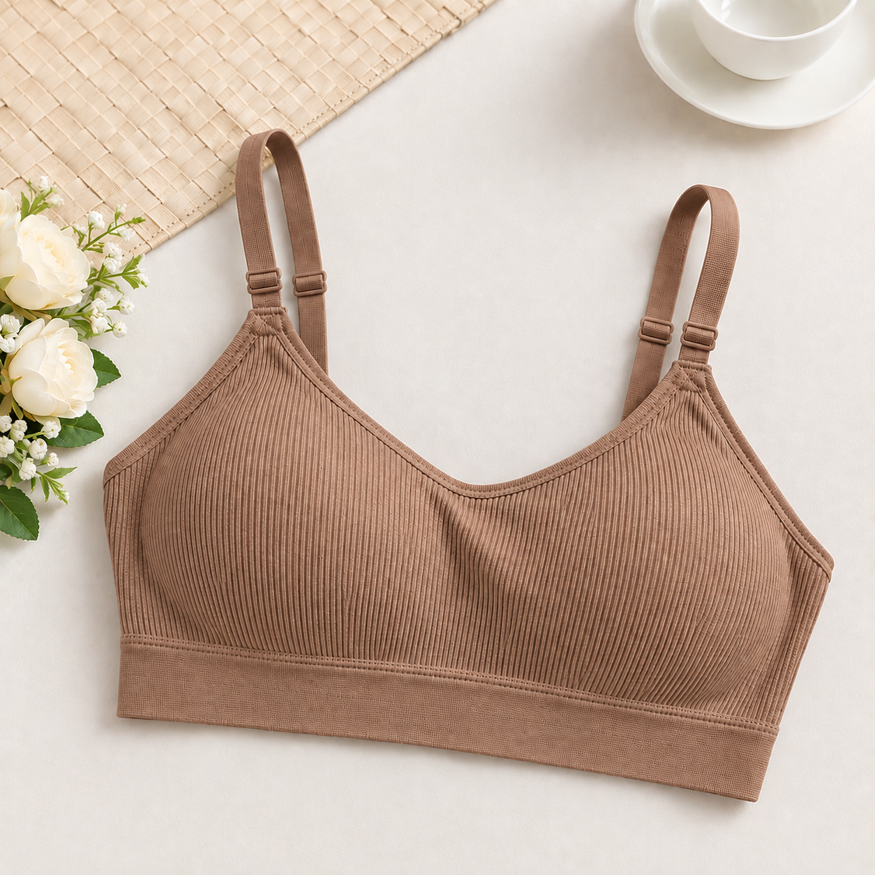 Women’s Seamless Ribbed Comfort Bra – Wireless Everyday Bralette - Image 6