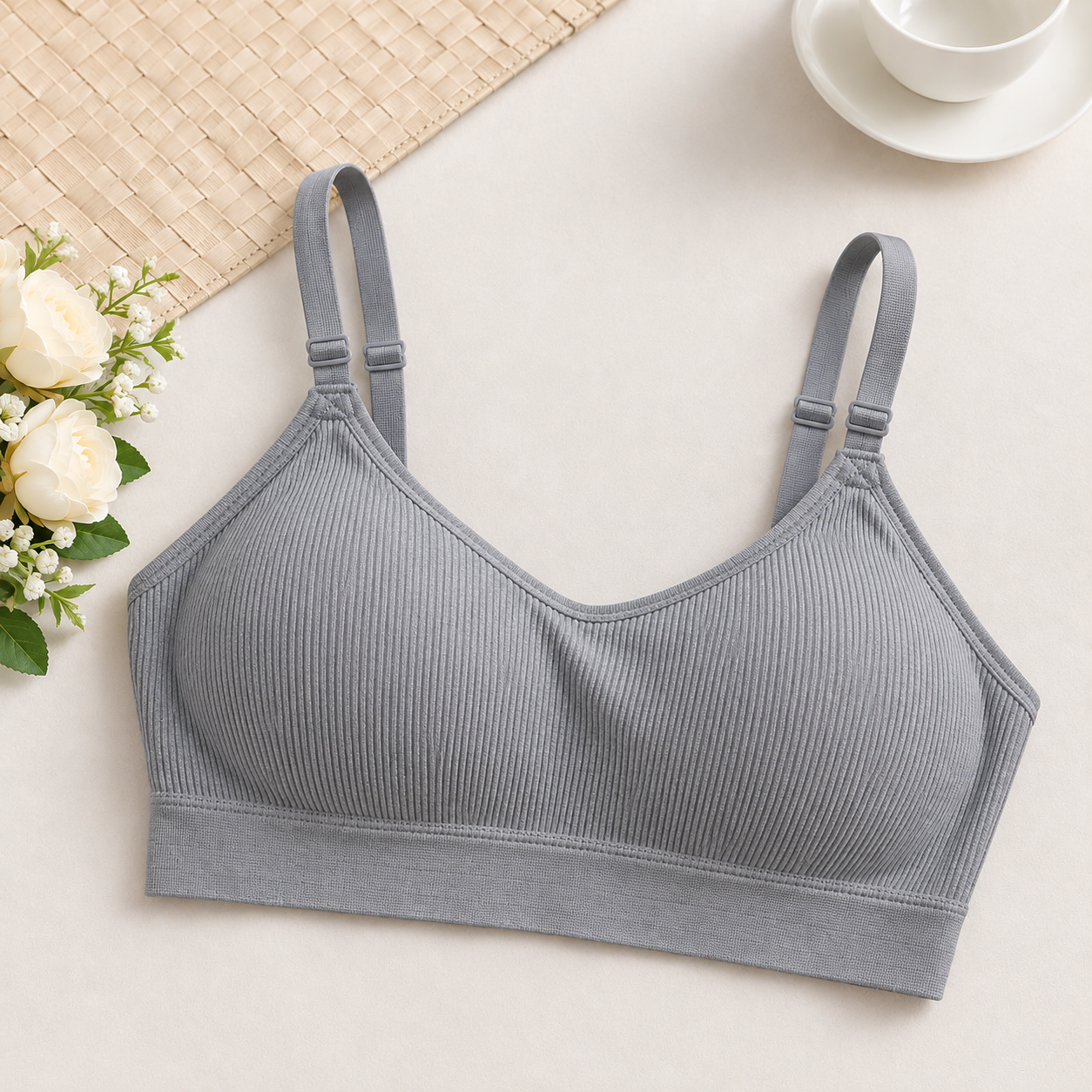 Women’s Seamless Ribbed Comfort Bra – Wireless Everyday Bralette - Image 3