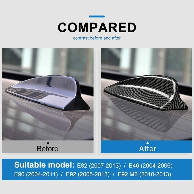 Carbon Fiber Car Shark Fin Antenna Cover Radio Signal Black (7.6”) - Image 4