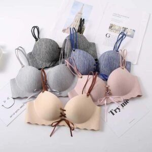Women’s Seamless Push Up Bra – Wireless Lace-Up Adjustable Strap Bra