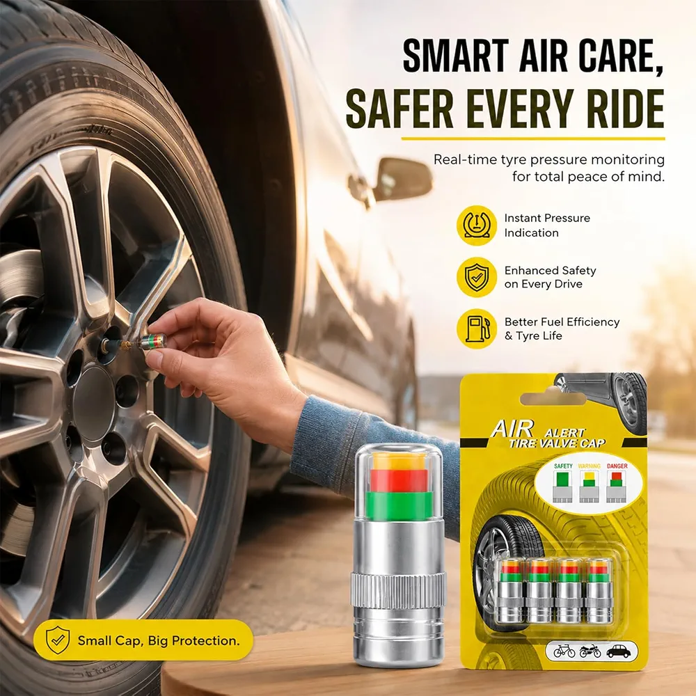 Air Pressure Alert Valve Caps for Tyres (Set of 4) - Image 6