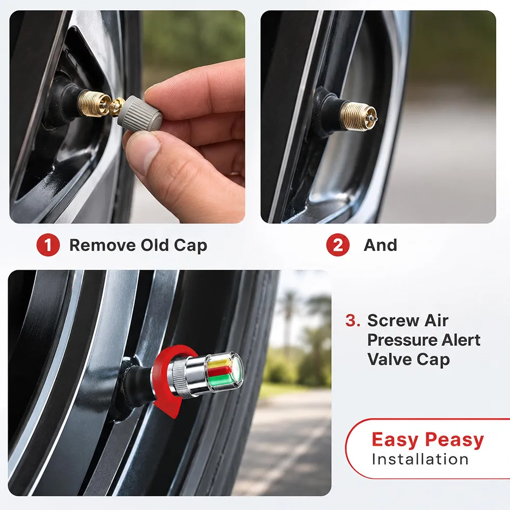 Air Pressure Alert Valve Caps for Tyres (Set of 4) - Image 5