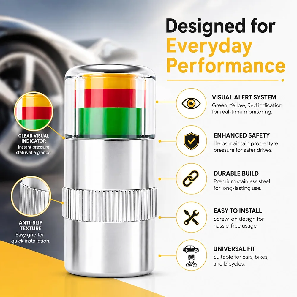 Air Pressure Alert Valve Caps for Tyres (Set of 4) - Image 4